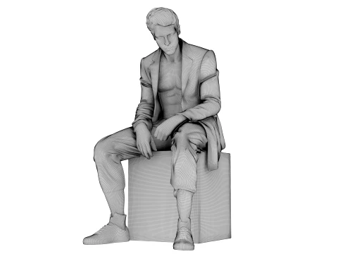 Marble sculpture Sitting Man 3D Model