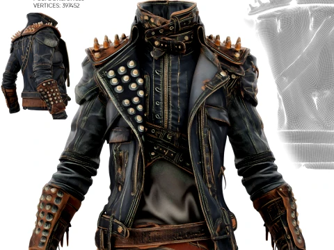Denim Leather Jacket 3D Model