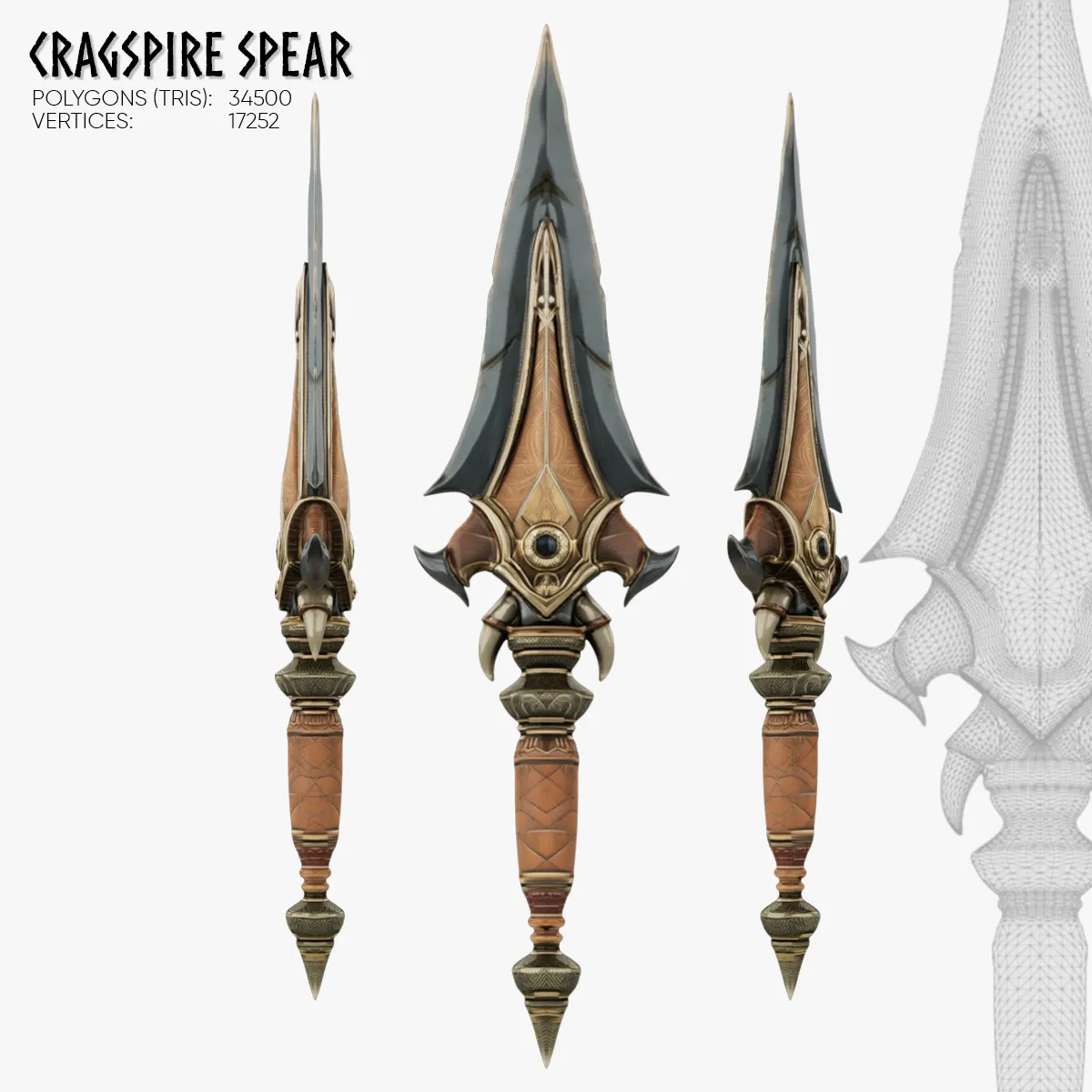 Cragspire Spear 3D Model .c4d .max .obj .3ds .fbx .stl .blend 