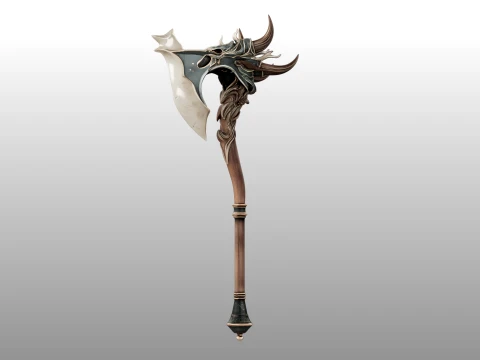 Crescent Horn Warstaff 3D Model