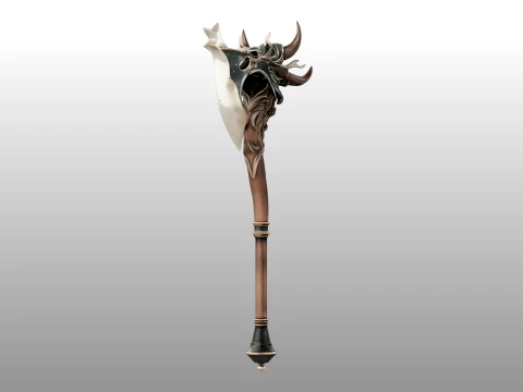 Crescent Horn Warstaff 3D Model