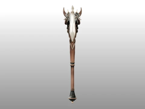 Crescent Horn Warstaff 3D Model