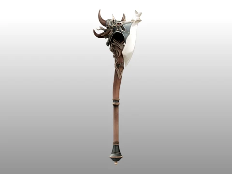 Crescent Horn Warstaff 3D Model