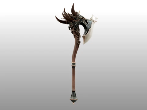 Crescent Horn Warstaff 3D Model