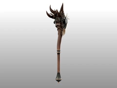 Crescent Horn Warstaff 3D Model