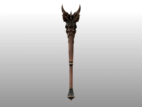 Crescent Horn Warstaff 3D Model