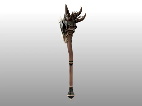 Crescent Horn Warstaff 3D Model