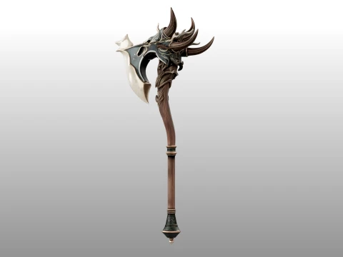 Crescent Horn Warstaff 3D Model