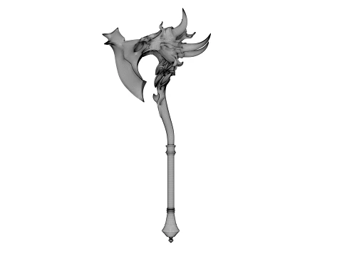 Crescent Horn Warstaff 3D Model