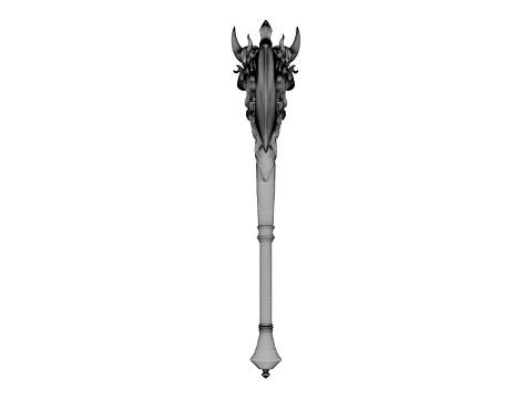 Crescent Horn Warstaff 3D Model