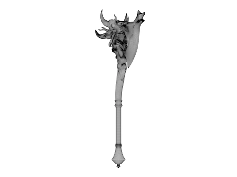 Crescent Horn Warstaff 3D Model