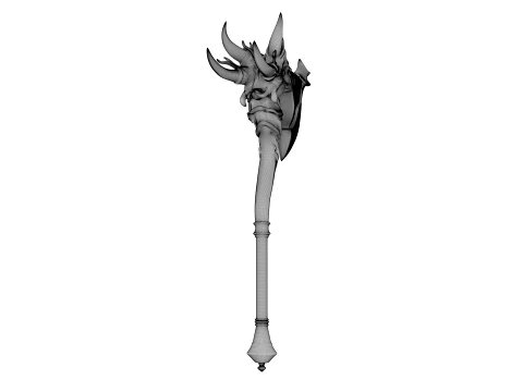 Crescent Horn Warstaff 3D Model