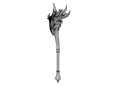 Crescent Horn Warstaff 3D Model
