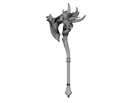 Crescent Horn Warstaff 3D Model