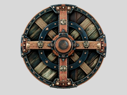 Escudo redondo ligado al hierro Modelo 3D