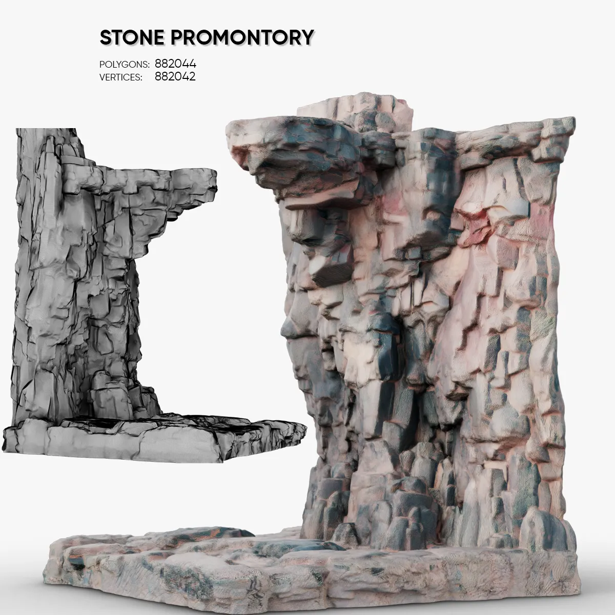 Stone Promontory 3D Model .c4d .max .obj .3ds .fbx .stl .blend