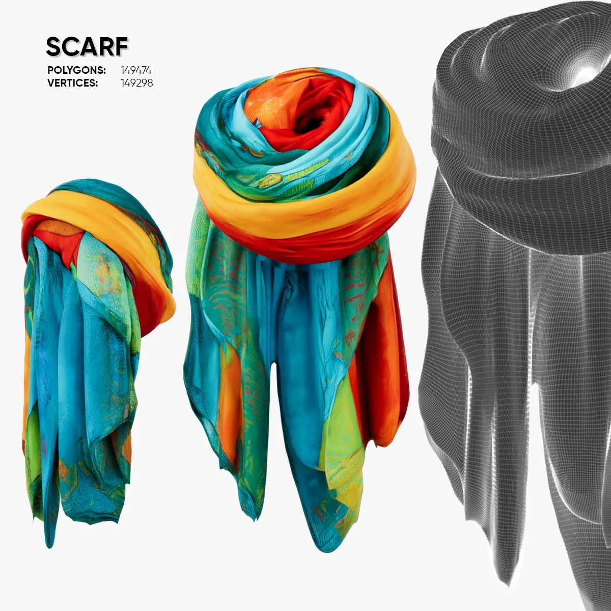 スカーフ 3Dモデル .c4d .max .obj .3ds .fbx .stl .blend 