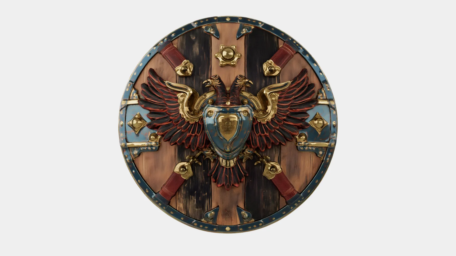 Winged Crest Shield 3D Model .c4d .max .obj .3ds .fbx .stl .blend 