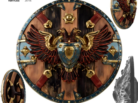 Winged Crest Shield 3D Model