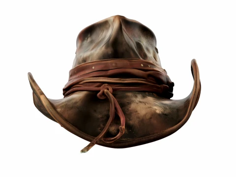 Weathered Leather Cowboy Hat 3D Model