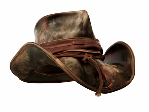 Weathered Leather Cowboy Hat 3D Model