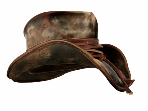 Weathered Leather Cowboy Hat 3D Model