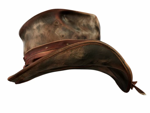 Weathered Leather Cowboy Hat 3D Model