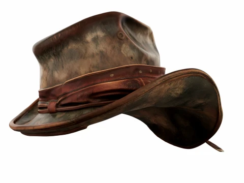 Weathered Leather Cowboy Hat 3D Model