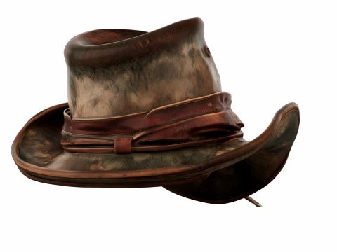 Weathered Leather Cowboy Hat 3D Model