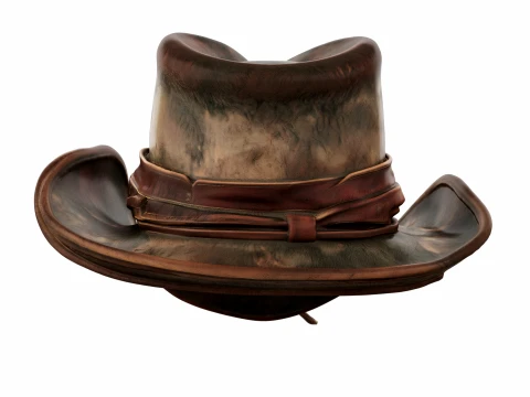Weathered Leather Cowboy Hat 3D Model