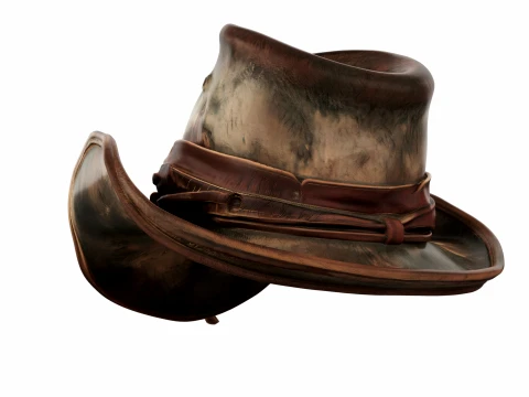 Weathered Leather Cowboy Hat 3D Model
