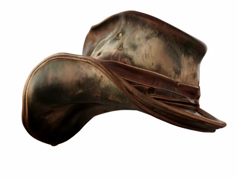 Weathered Leather Cowboy Hat 3D Model