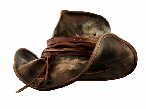 Weathered Leather Cowboy Hat 3D Model
