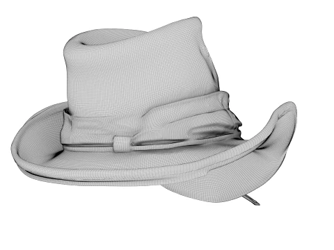 Weathered Leather Cowboy Hat 3D Model