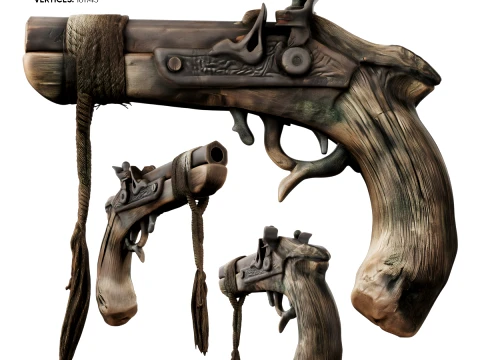 Wooden Pistol 3D Model