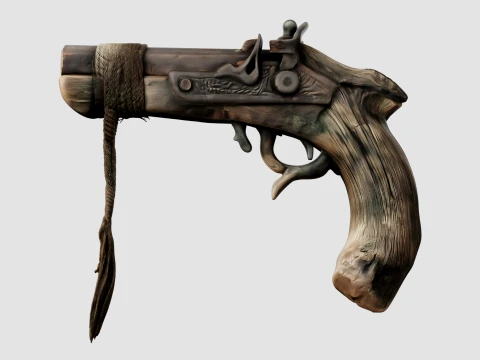 Wooden Pistol 3D Model