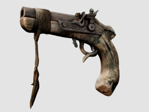 Wooden Pistol 3D Model