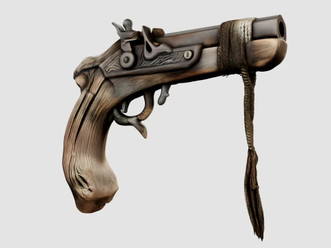 Wooden Pistol 3D Model