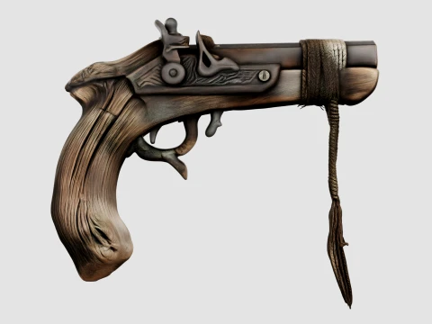 Wooden Pistol 3D Model