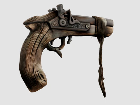 Wooden Pistol 3D Model