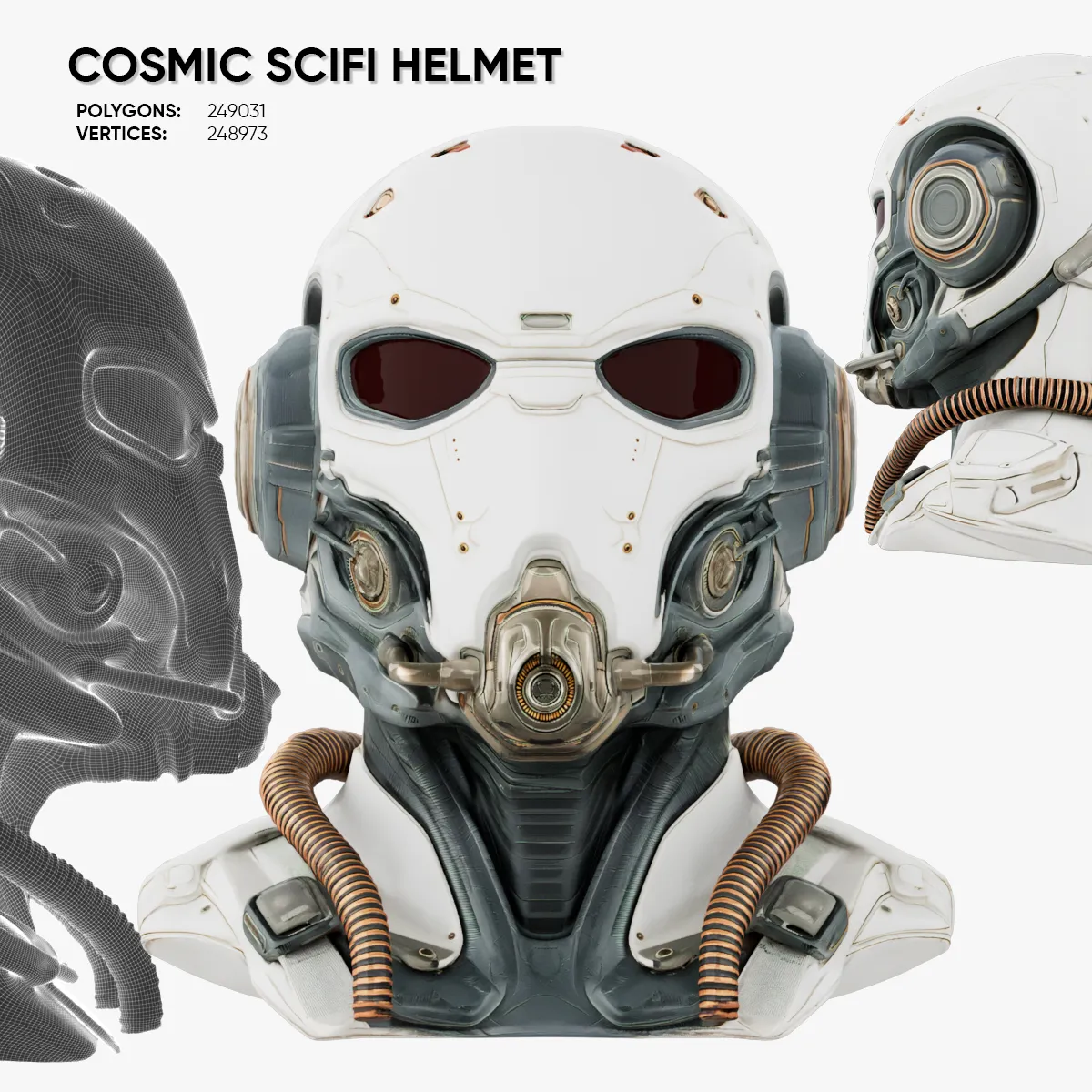Cosmic Scifi Helmet 3D Model .c4d .max .obj .3ds .fbx .stl .blend