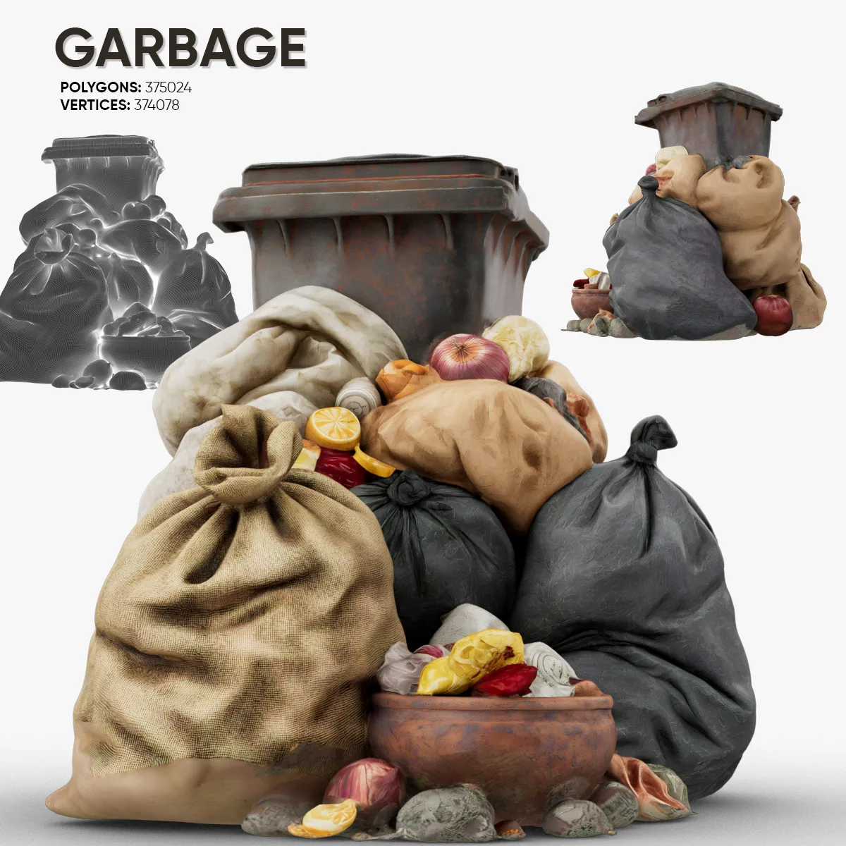 A Pile of Garbage 3D Model .c4d .max .obj .3ds .fbx .stl .blend 