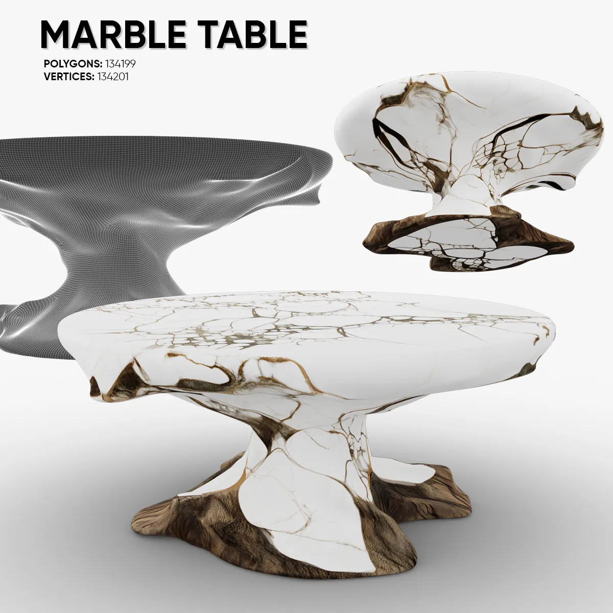 Marble Table 3D Model .c4d .max .obj .3ds .fbx .stl .blend 