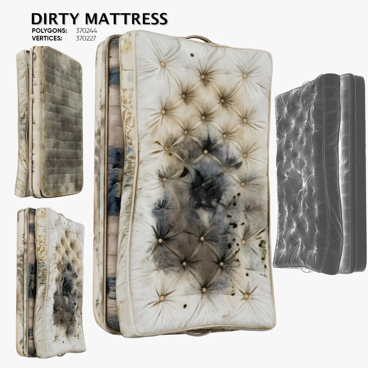 Dirty Mattress 3D Model .c4d .max .obj .3ds .fbx .stl .blend