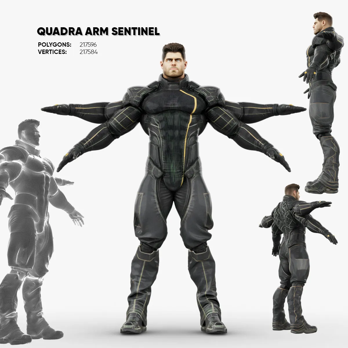 Quadra Arm Sentinel character 3D Model .c4d .max .obj .3ds .fbx .stl .blend 