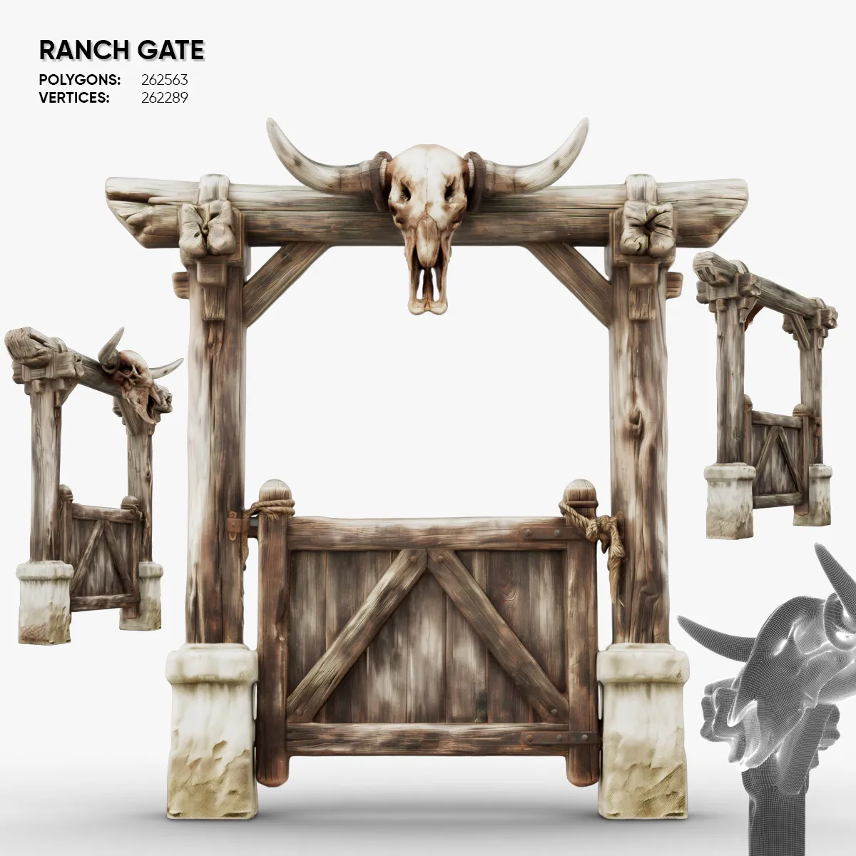 Ranch Gate 3D Model .c4d .max .obj .3ds .fbx .stl .blend 