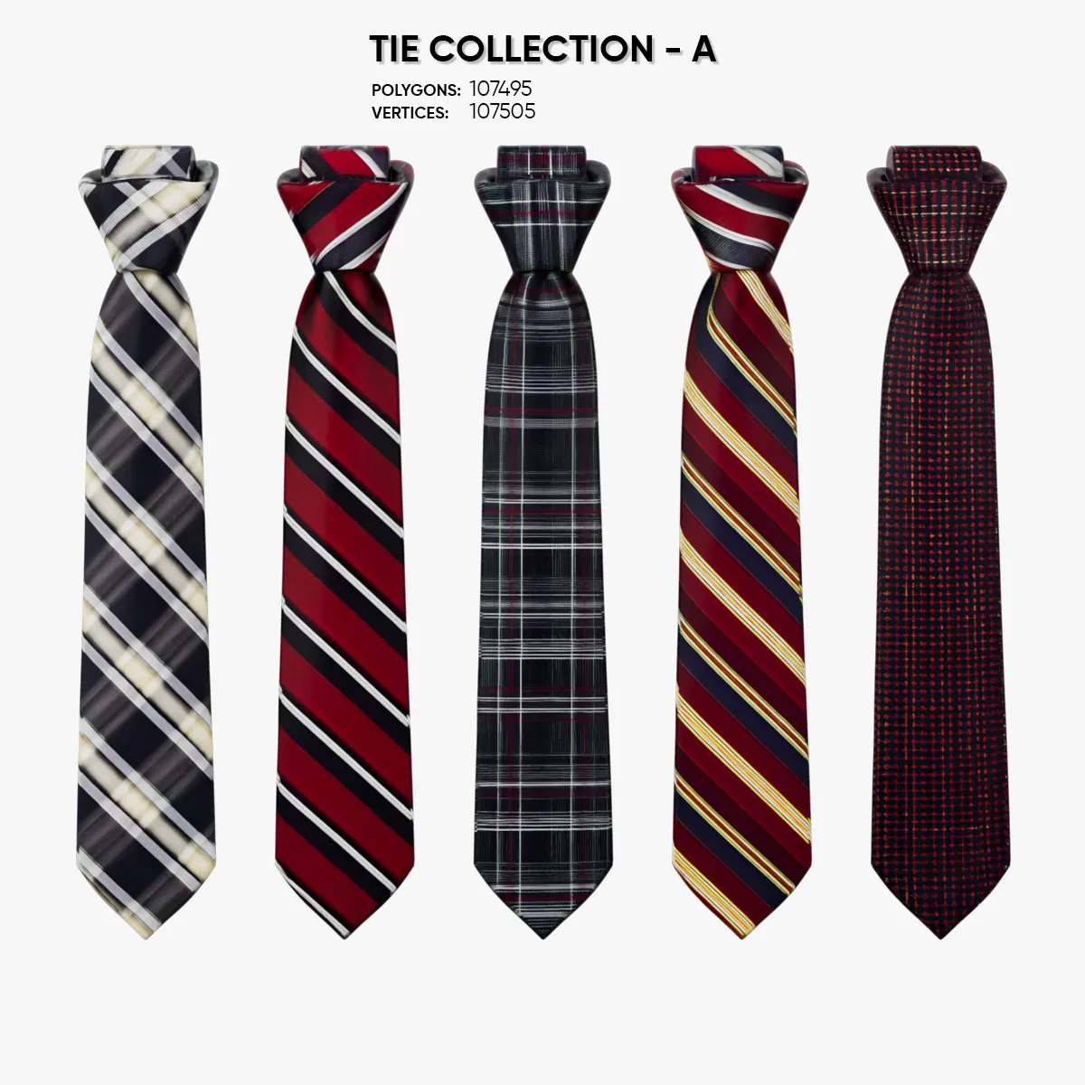 Tie Collection A 3D Model .c4d .max .obj .3ds .fbx .stl .blend 