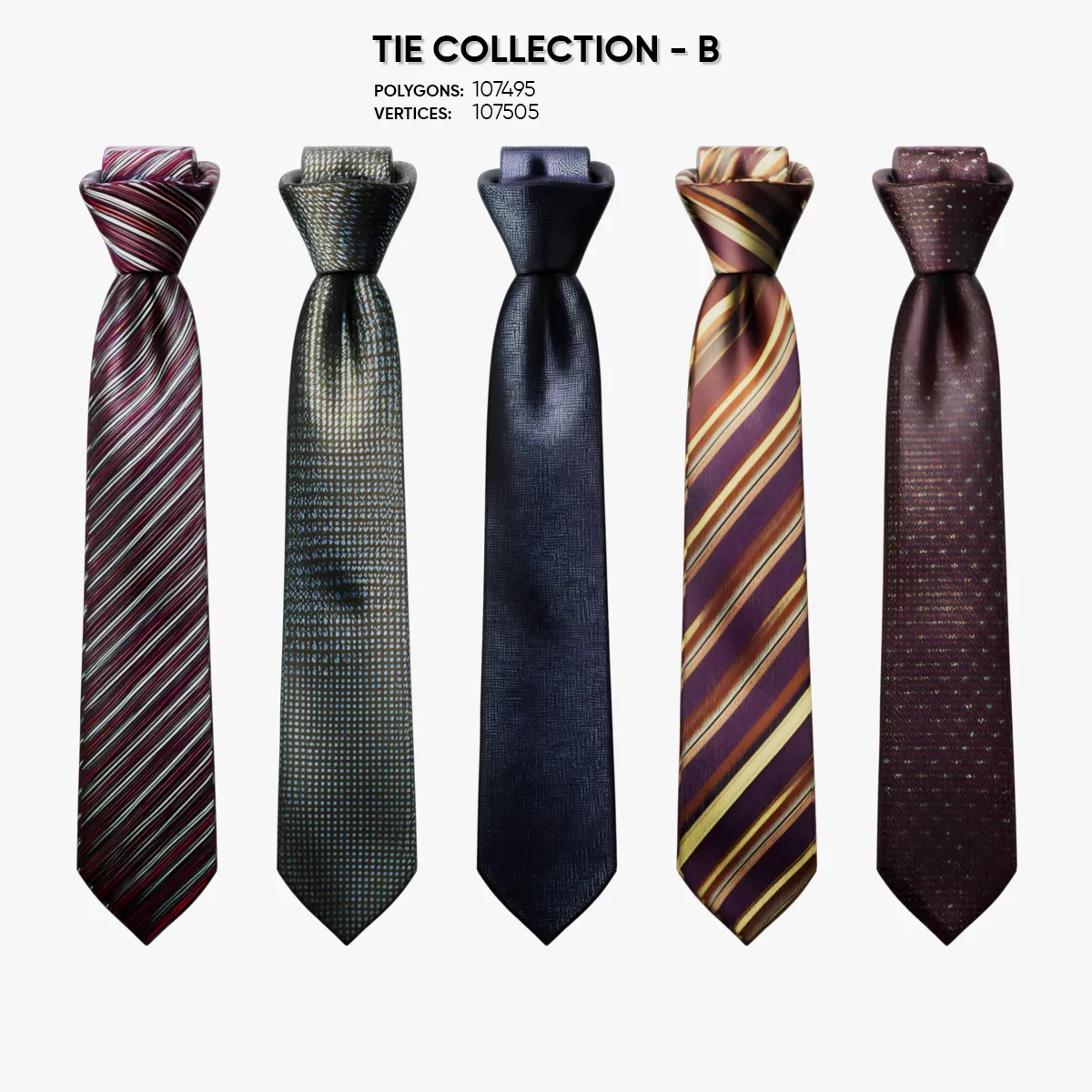 Tie Collection B 3D Model .c4d .max .obj .3ds .fbx .stl .blend 