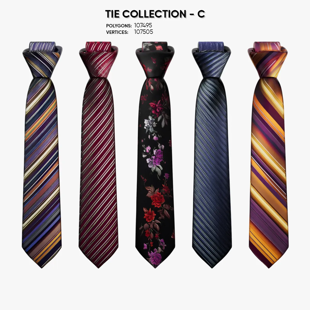 Tie Collection C 3D Model .c4d .max .obj .3ds .fbx .stl .blend 