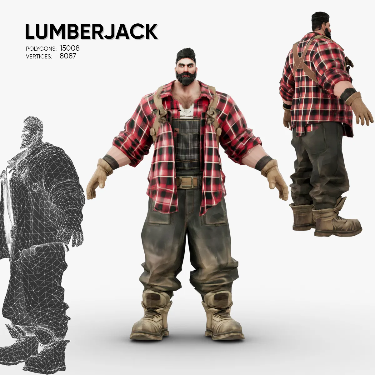Lumberjack 3D Model .c4d .max .obj .3ds .fbx .stl .blend 